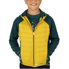 Yellow Polyester Kid Lightweight Walking Jacket Straight Zipper Winter Jacket Unisex Children Jacket